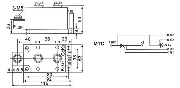 Тиристорный модуль SCR MTC 300A 600V/800V/1000V/1200V/1400V/1600V|module| |