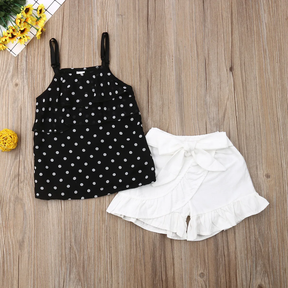 Summer Baby Kids Girls Clothes Toddler Sleeveless Tank Top Vest + Soild Short Pants Outfits Set Children Clothing | Детская одежда и