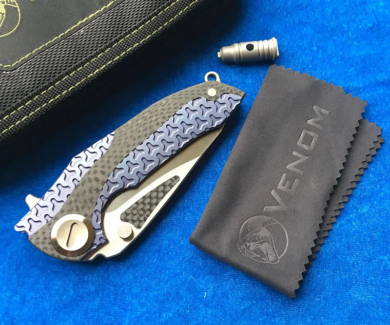 VENOM Броня складной нож для ежедневного использования, M390 лезвие titanium CF Флиппер открытый кемпинг охотничьи ножи выживания карман кухонный Фруктовый нож для повседневного использования, инструмент