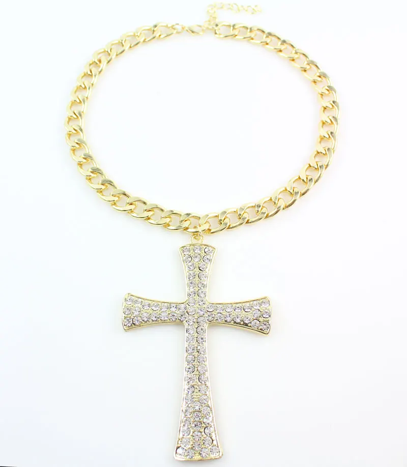 Новая модная золотая металлическая массивная цепочка прозрачный кристалл