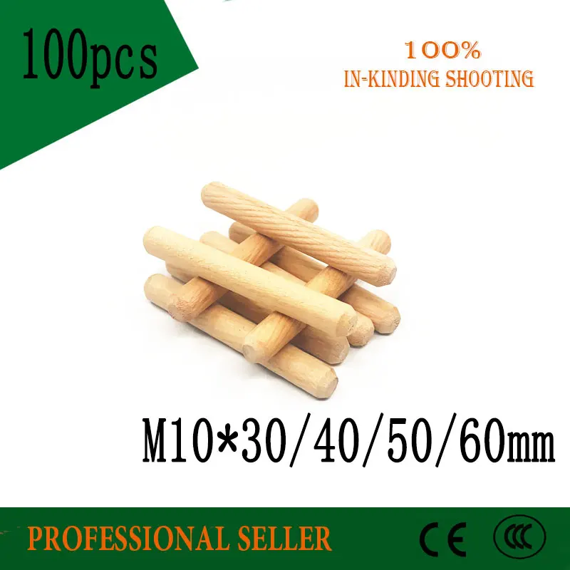 100 шт. M10 * 30 40 50 60 ящик шкафа круглая рифленая деревянная дюбель шпильки для