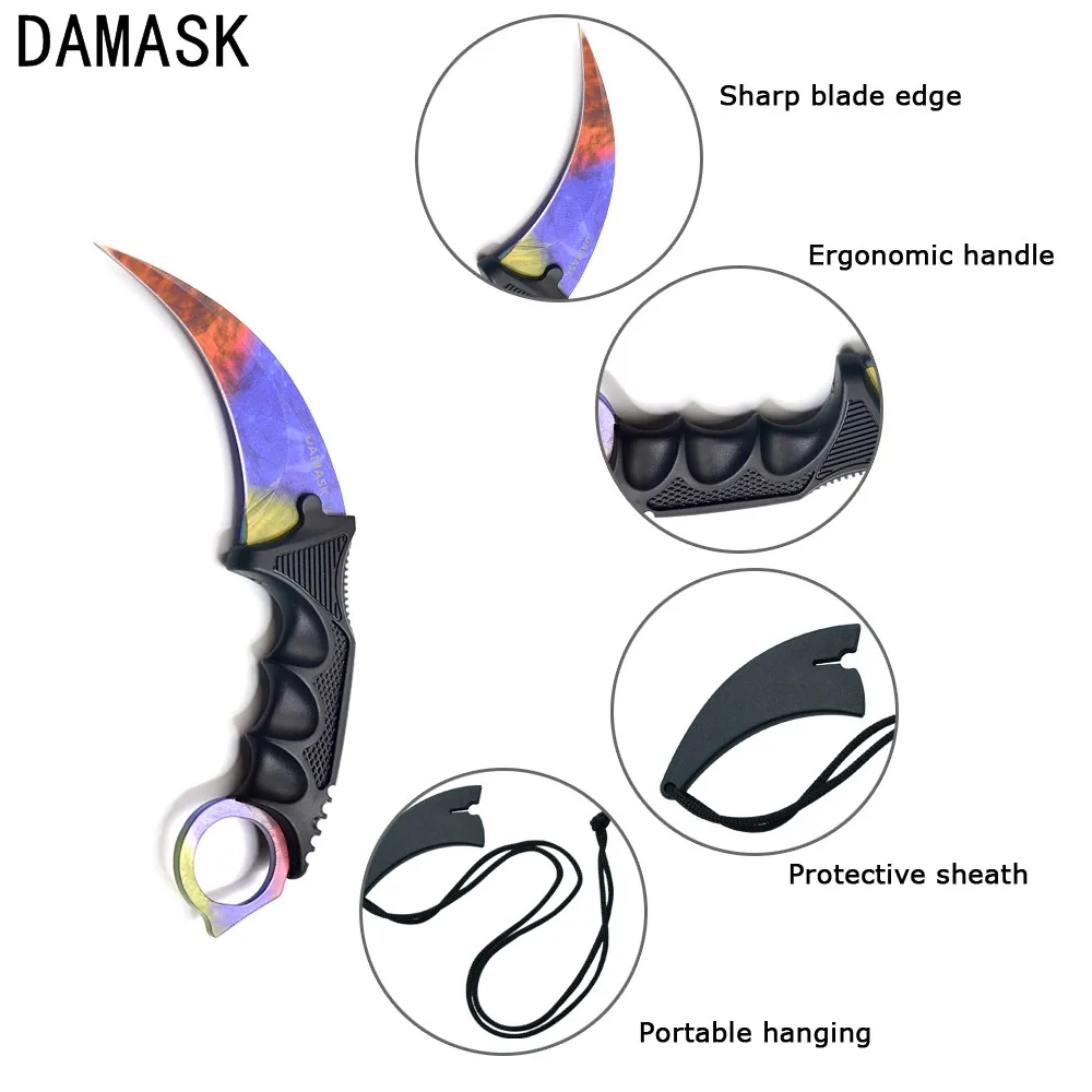 Дамаск CS GO Karambit тактические инструменты нож боевой Кемпинг пеший Туризм