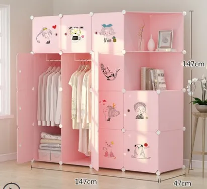 Темный хаки DIY простой шкаф для одежды в сборе для домашнего общежития Тканевый шкаф пластиковый складной шкаф для хранения детской одежды шкаф для хранения - Цвет: Темный хаки