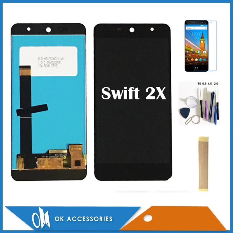 

100% Tested 5.2" For Wileyfox Swift 2X LCD Display Touch Screen Digitizer Assembly Black White Color With Tools Tape
