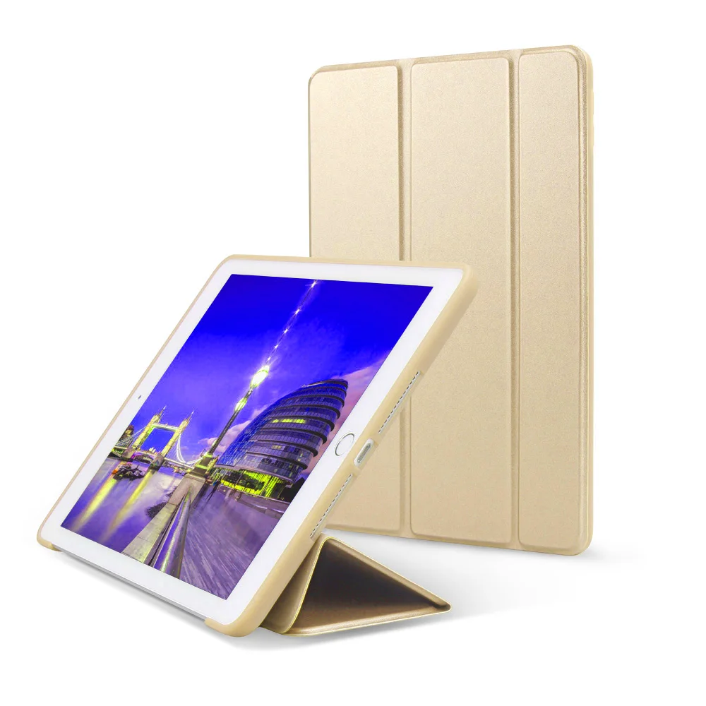 Чехол для нового iPad 9,7 дюйма Air 1 Air 2 Funda, мягкий силиконовый чехол с нижней задней частью из искусственной кожи, умный чехол с функцией автоматического сна