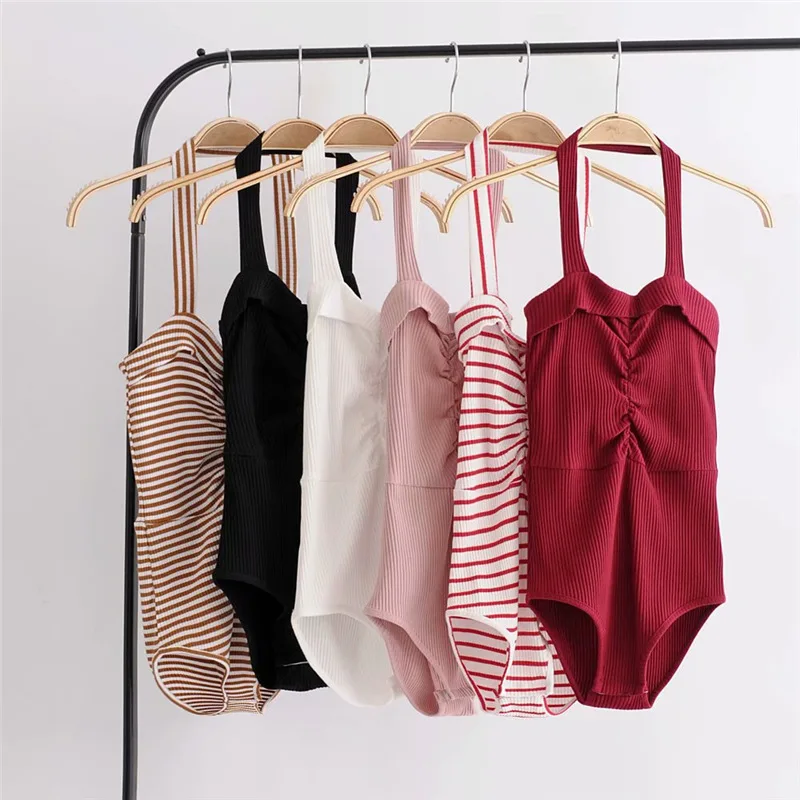 Anspretty одежда трикотажный облегающий костюм с лямкой на шее женский сексуальный