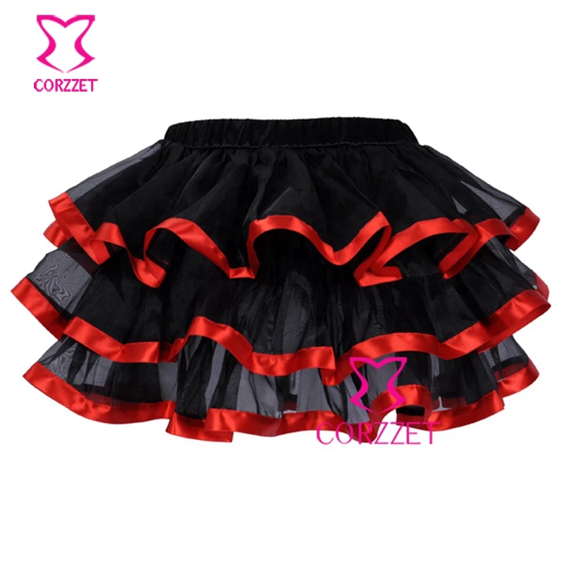 Corzzet юбка пачка M XL юбки размера XXL Женская трехслойная черная фатиновая с