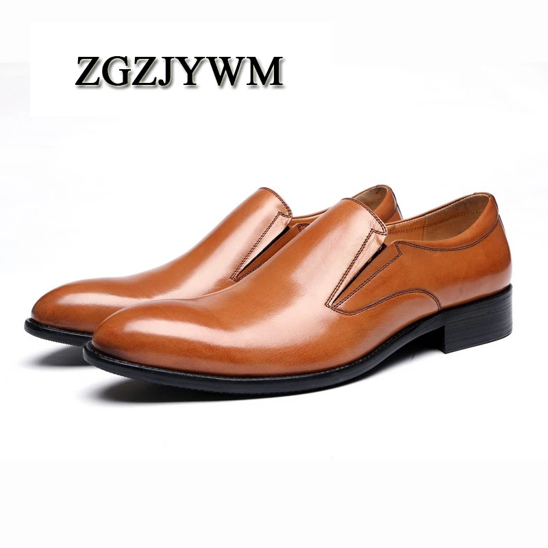 ZGZJYWM/Новинка дышащие черные/коричневые лоферы модельные туфли из натуральной