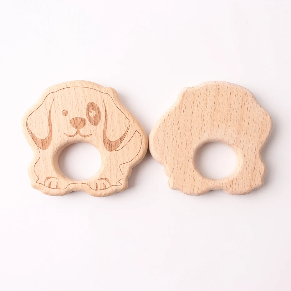 

10PC Beech Wooden Teether Dog Teething Original Wood Non-toxic Food Grade Materials DIY Pendant Chew Toys Baby Teether