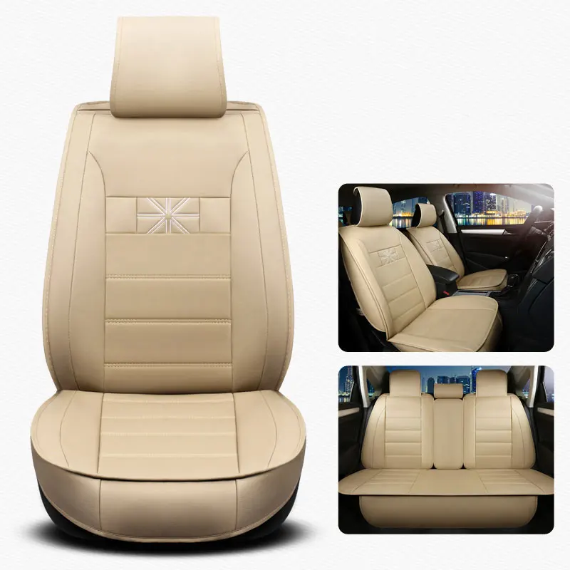 Чехол для автокресла, кожаные чехлы для toyota prius 20 30 yaris highlander rav 4 rav4 camry 40 50 corolla - Название цвета: Beige