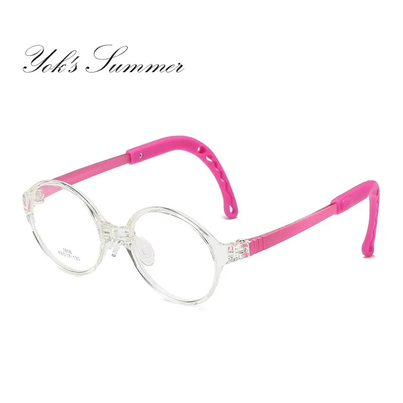 C3 Transparent Frame YOK'S Kids TR90, круглые очки, сверхлегкие, для детей, студентов, простая оправа для очков, детские розовые очки по рецепту, Oculos CN1161 - Цвет оправы: C3 Transparent Frame
