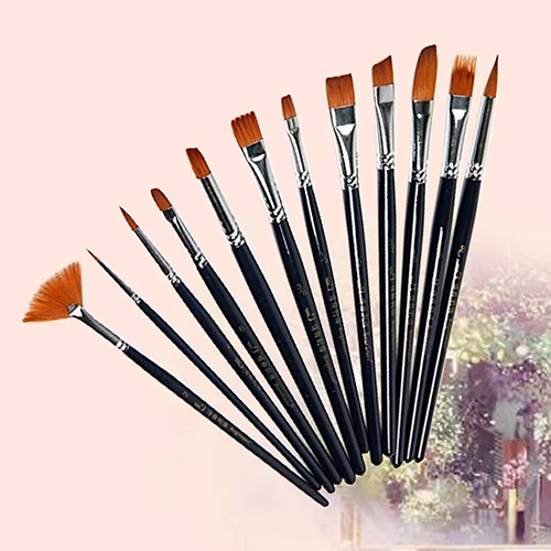 12 шт. черный профессиональный нейлоновый набор кистей для волос художника