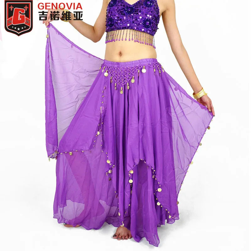 

Dancing Costume Skirt Belly Dance Costume Skirt with Gold Cions 13 Colours
