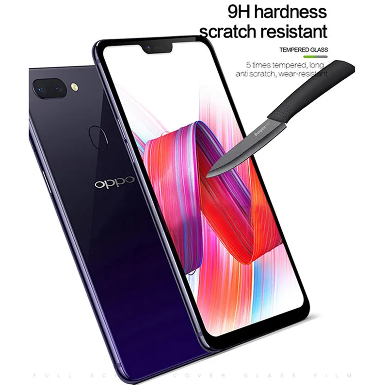 9H полное покрытие закаленное стекло для OPPO R17 R15 F7 Взрывозащищенная защитная