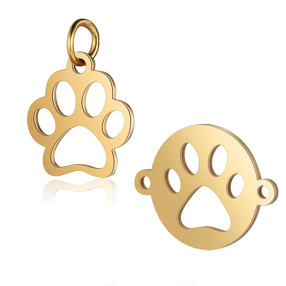 

Fnixtar 10 шт./лот полые из нержавеющей стали в виде лапы животных Металлические Мини Подвески золотого цвета зеркальные полированные ювелирные...