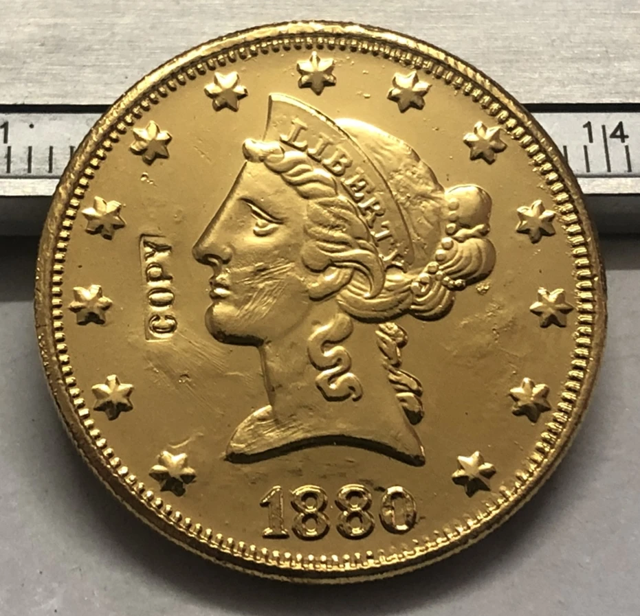1880 США Свобода голова (девиз на обратной стороне) $10 Золотая копия монета
