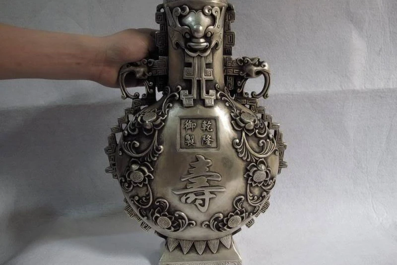 

Chinese classicality Pure bronze copper silver-gilt fortune longevity Vase jar