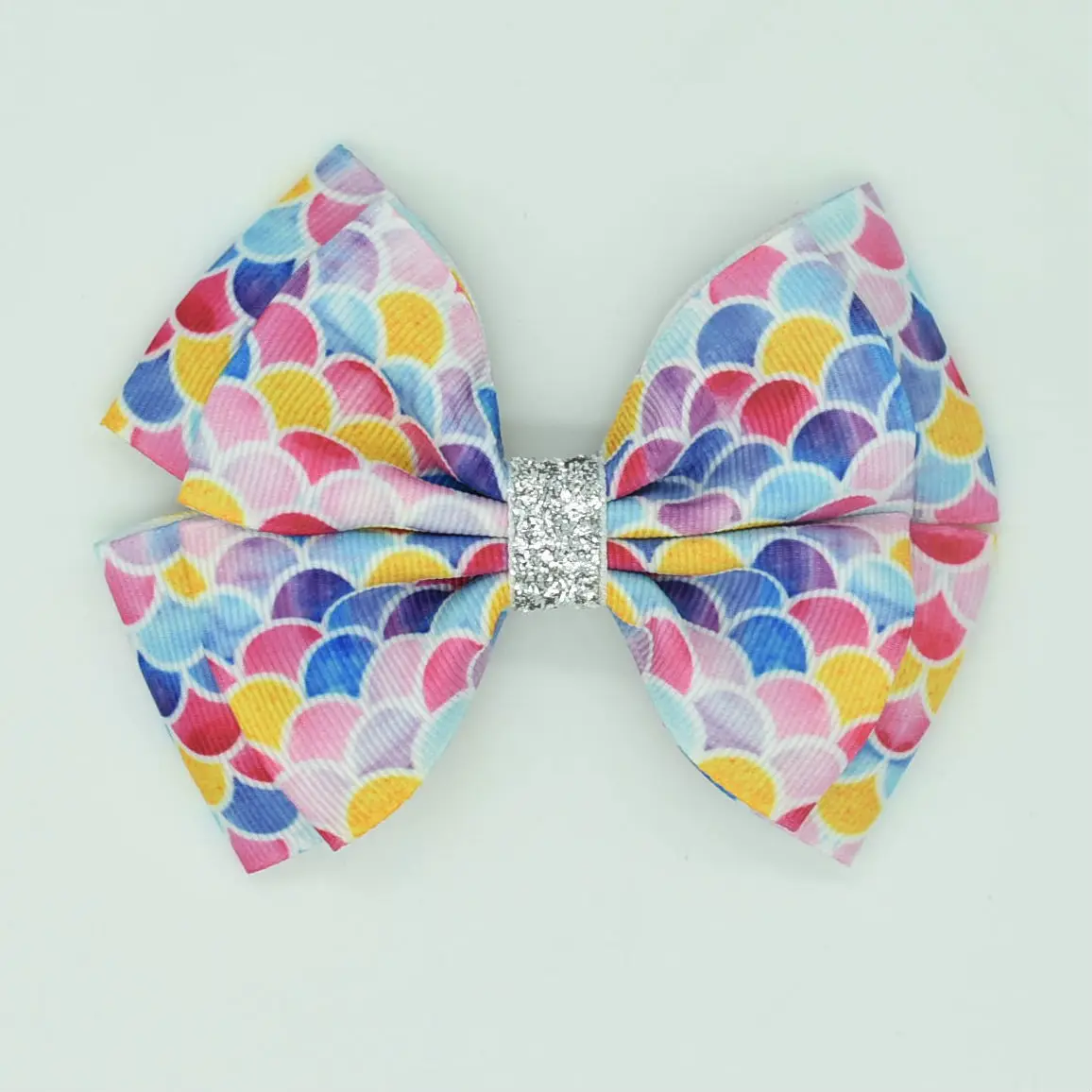 

Fish scale bow double layer colorful children's hair accessories Kids colorful girl multicolor hairpin