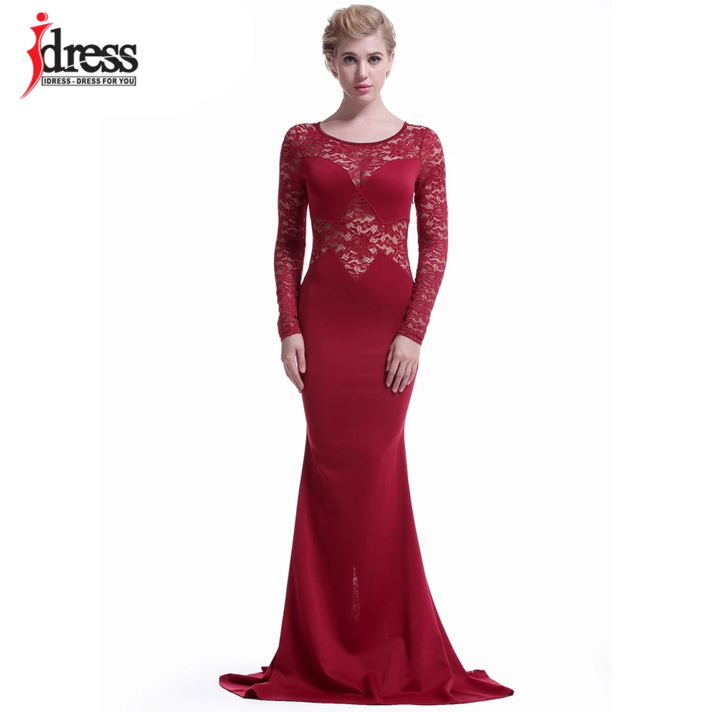 Женское кружевное платье IDress черное облегающее с длинным рукавом для вечеринок и