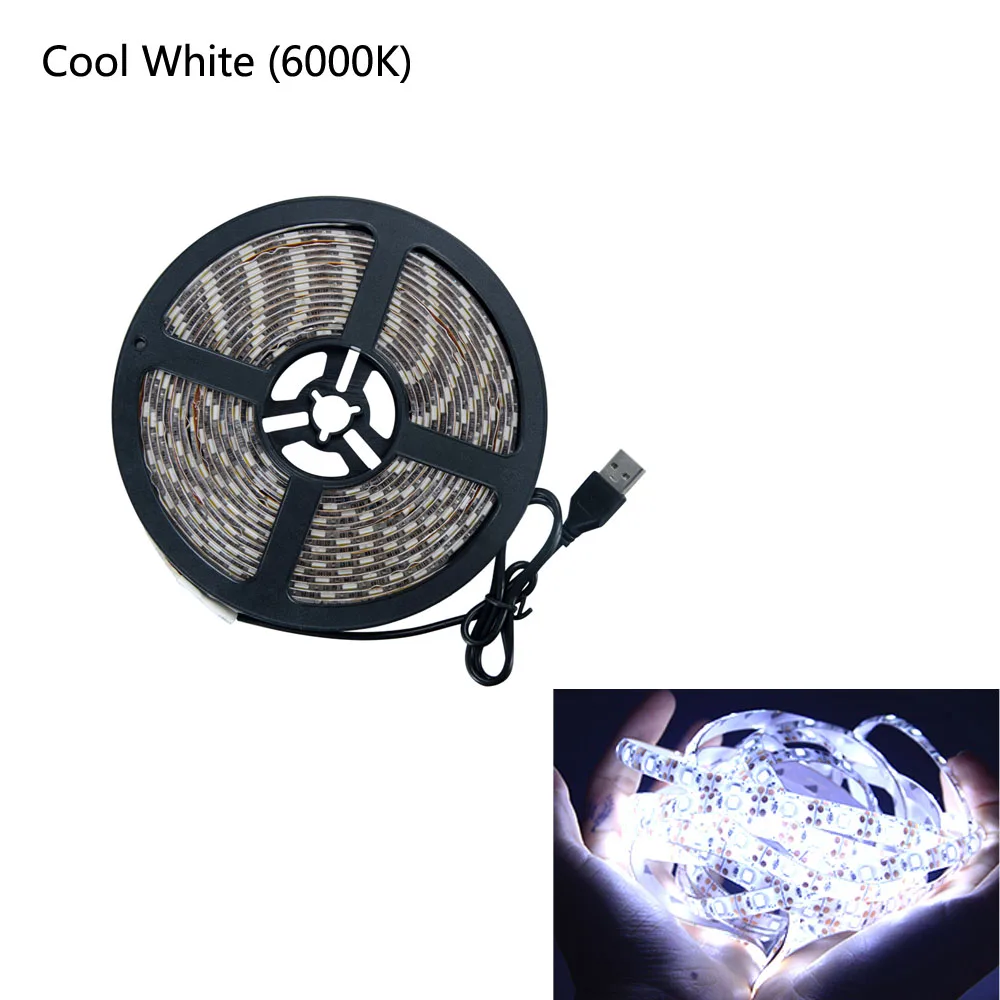 White 5 В USB RGB led ленточный светильник SMD 5050 60 светодиодный s/m светодиодный диодный ленточный светильник ТВ ПК экран клавиатура подсветка 0,5 м 1 м 2 м 3 м 4 м 5 м - Испускаемый цвет: White