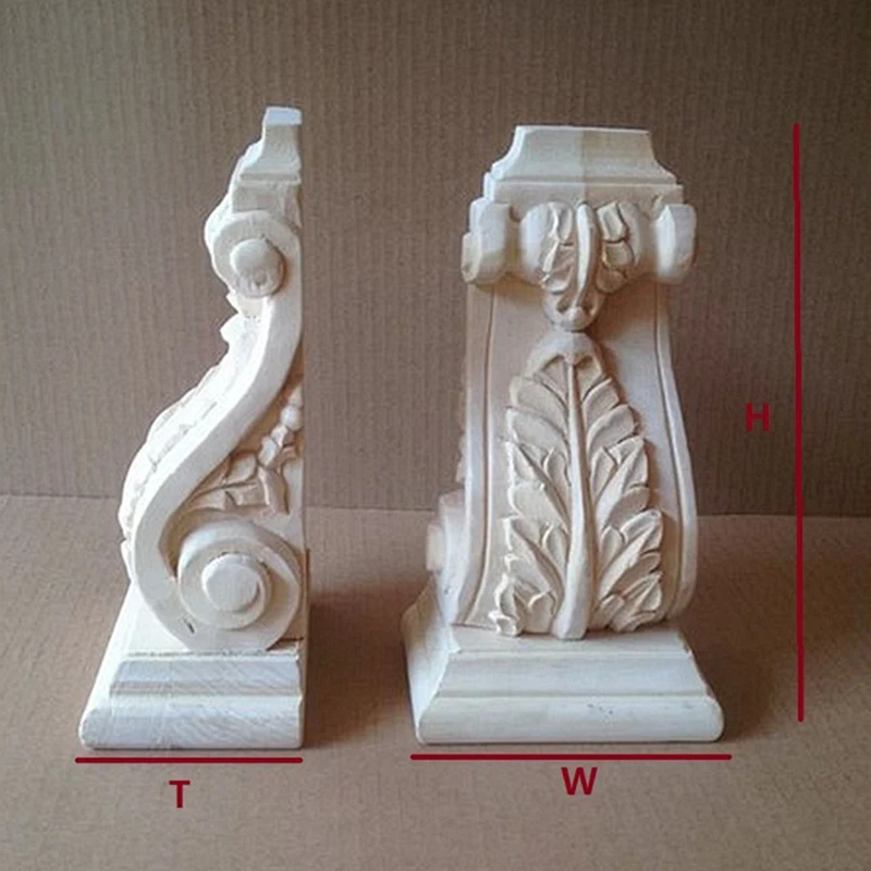 2 шт./лот H150 * W80 T50mm Preminum европейский дизайн листьев ручной работы Corbels Wood