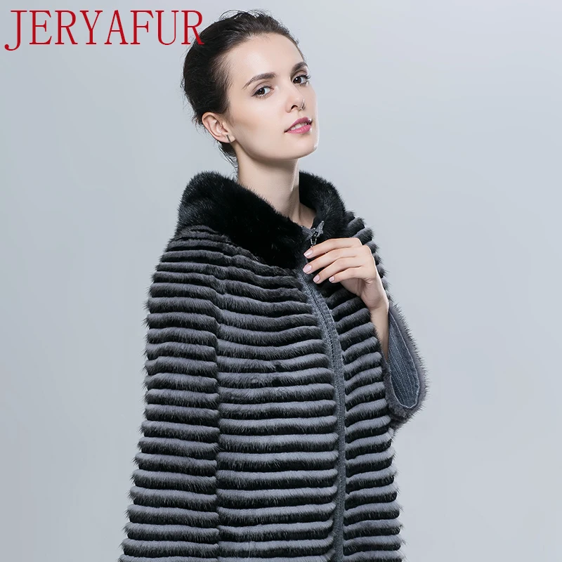 JERYAFUR норки плюс кролик пальто зимнее русская меховая одежда длинное Женская