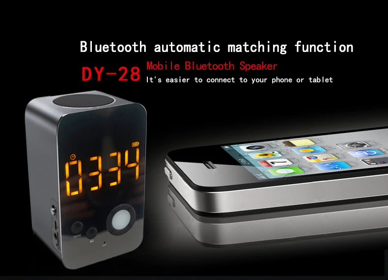 LEORY DY38 Bluetooth будильник с зеркалом беспроводной Bluetooth динамик с fm-радио функция 2000 мАч гарнитура для iPhone, двойные динамики динамик