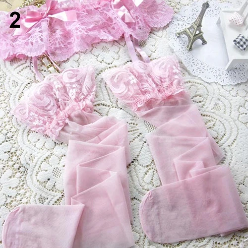 Женские сексуальные прозрачные кружевные высокие колготки подвязки с