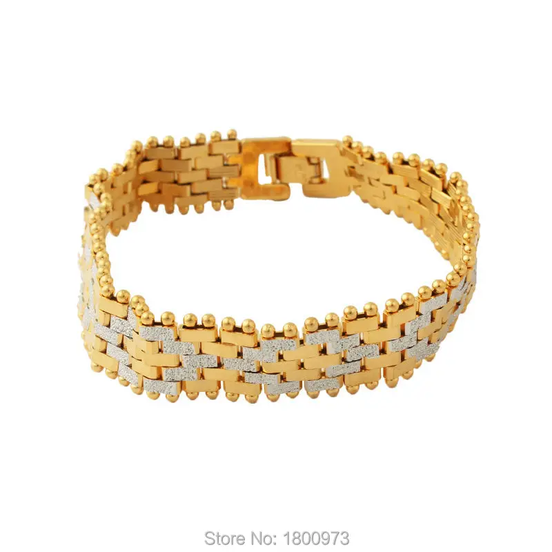 

Adixyn Wide10mm18K Gold Filled Plated Link Chain Bracelets Fashion Jewelry Mens Womens Bracelets/Bangles Wholesale Free shipping