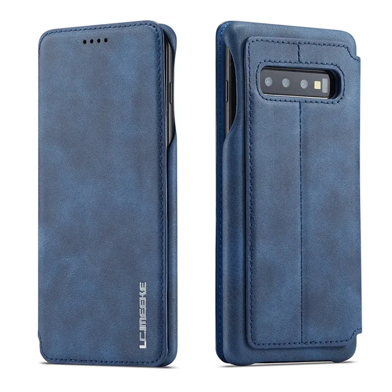 Синий Для samsung Galaxy S10 Чехол кожаный магнитный чехол для телефона на samsung S10 Plus чехол s откидной Чехол-кошелек для Hoesje samsung S10e чехол - Цвет: Синий