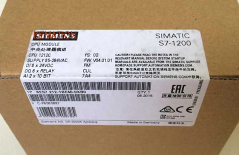 Оригинальный 6ES7212 1BE40 0XB0 Simatic S7 1200 6ES7 212 Процессор 1212C 8 DI 24 V DC 6 DO реле 2A 6ES72121BE400XB0|relay