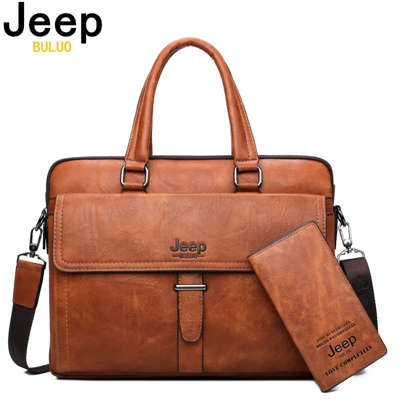 JEEP BULUO мужской портфель сумка для ноутбука 14 дюймов деловые сумки комплект из 2