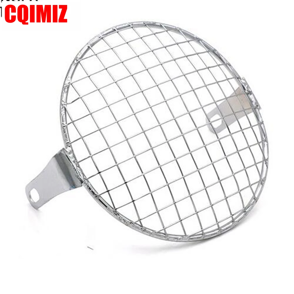 

12V 35W Halogen Chrome Aluminum Retro Grille Motorcycle Headlight Headlamp For Honda CG125 GN125 Harley Cafe Racer