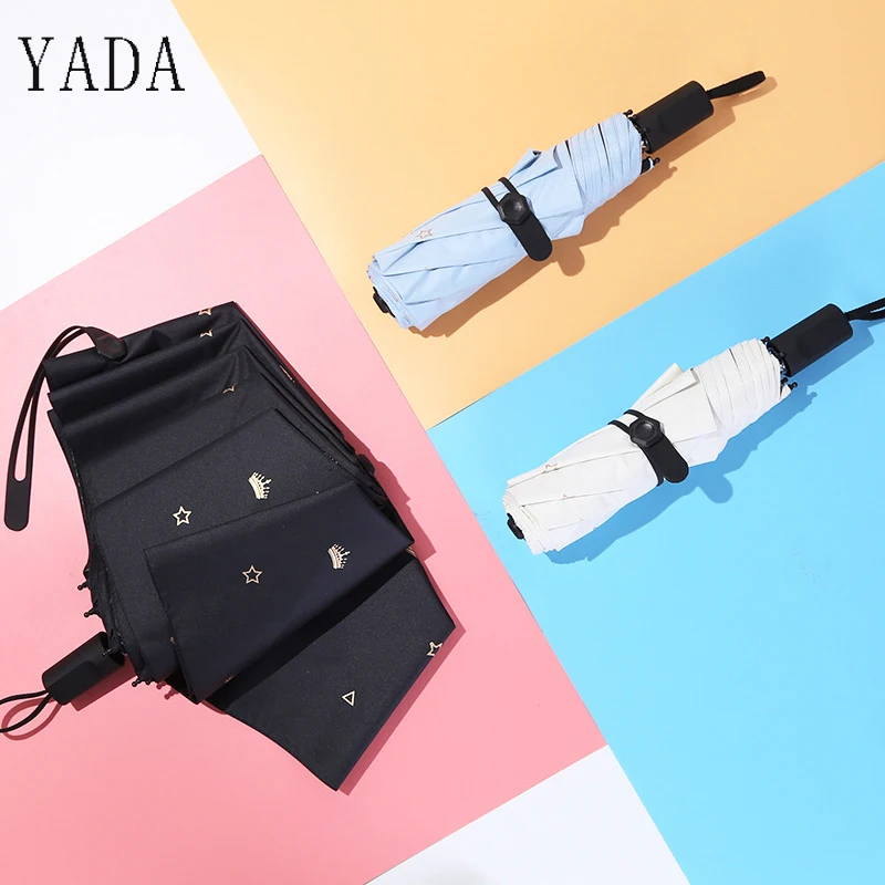 

YADA Brand High Quality Gold Crown Umbrella uv Sunny&Rainy Folding Umbrella For Women Windproof Designer Large Umbrellas YS678