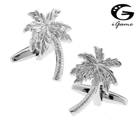 Игаме кокосовое дерево запонки Серебряный цвет латунный материал Бесплатная