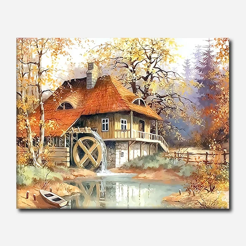 6339 Diy картина маслом по номерам пейзаж осень красный кленовый лист обрамленные картины на холсте украшение дома уникальный подарок крафт-краска - Цвет: 6339