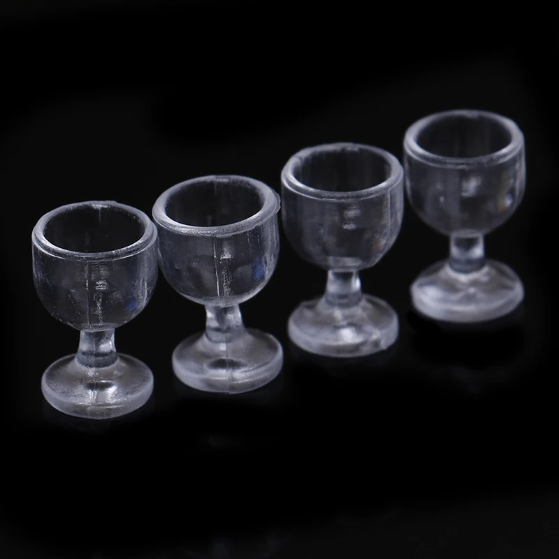 

4Pcs For 1:12 Dollhouse Miniature 3D Cute Clear Cups Glass For DIY Dollhouse Decoration Plastic Crafts
