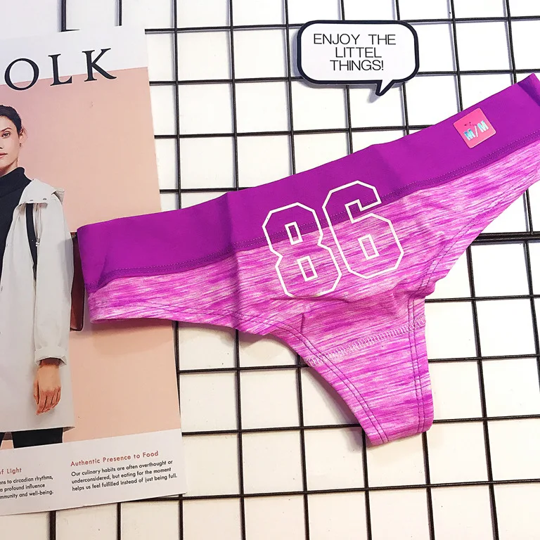 Розовый милый письмо Спорт Чистый хлопок Ткань Сексуальная Низкая талия без