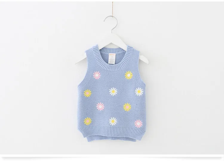 Мода для девочек свитера жилет осень-весна детские цветочные длинный детское