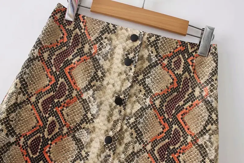 Женские юбки из искусственной кожи со змеиным принтом размера плюс прямая