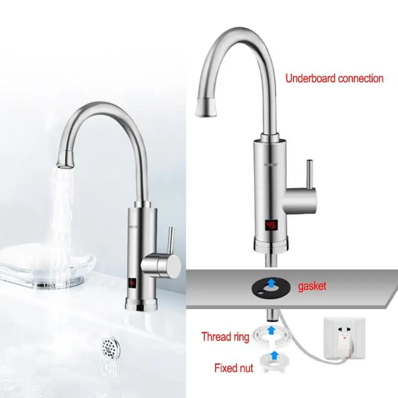 220 В кран из нержавеющей стали мгновенный нагрев 3000 Вт безрезервуарный