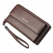 New PU Hot Sale Brand Mens Wallet Large Capacity Coin Purse Long Zipper Business Wallet Mobile Phone Credit Card Storage Bag