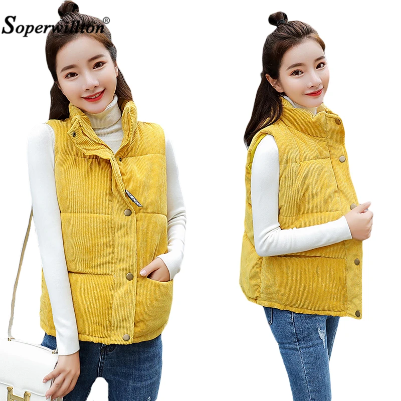 Для женщин куртка без рукавов Новинка 2018 года осень зима вельвет жилет утка вниз