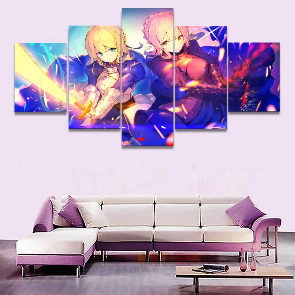 5 Panel Anime Fate Grand Order Sword Woman Warrior Modern Home Wall Decor Picture Art Print Painting On Canvas For Living Room | Дом и сад