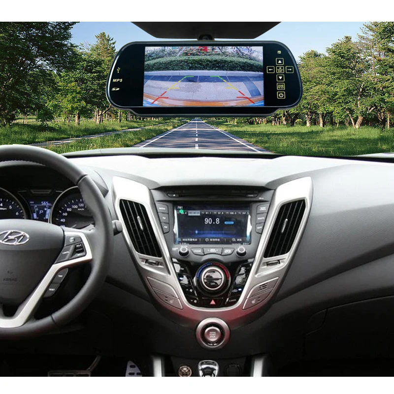 Автомобильный зеркальный монитор GreenYi 800*480 7 &quotTFT экран MP4 MP5 Bluetooth заднего вида с