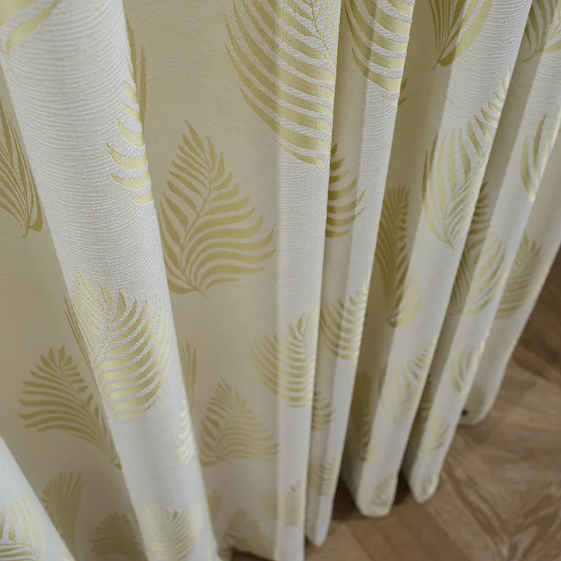 Slow Soul Cleaning Leaf high Precision Jacquard Curtain Pastoral Leaves French Window Curtains For Living Room Kitchen Bedroom | Дом и сад