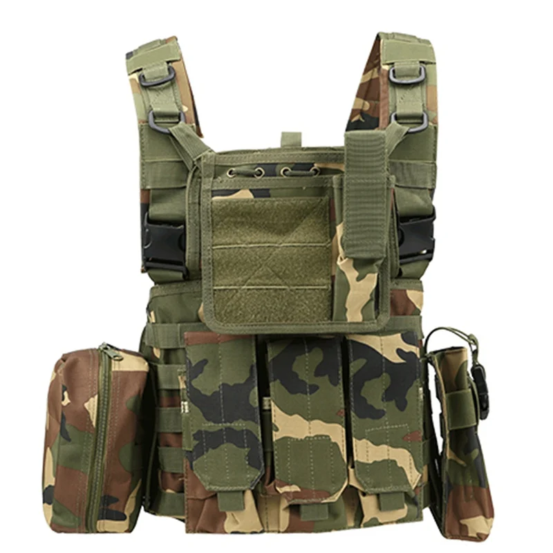 Molle военные тактические жилеты Регулируемый Открытый охотничий жилет журнал сумки CS Wargame Пейнтбол жилет страйкбол жилет - Цвет: woodland