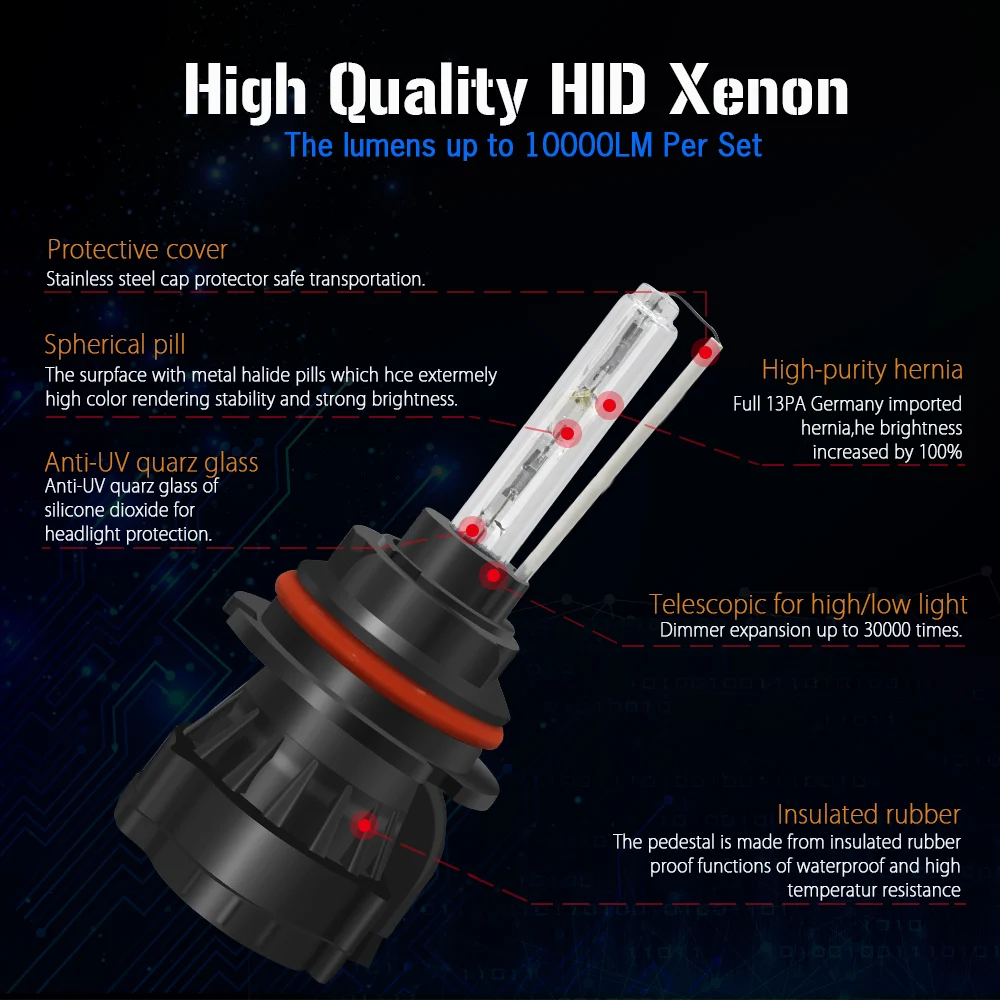 Buildreamen2 55W 9007 Hi/Lo фара AC Xenon свет комплект балласт + лампа жгутовый провод 4300 K 12000