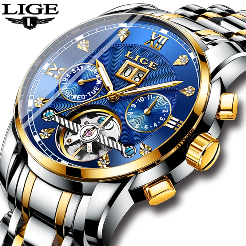Relogio Masculino LIGE для мужчин s часы лучший бренд класса люкс автоматические