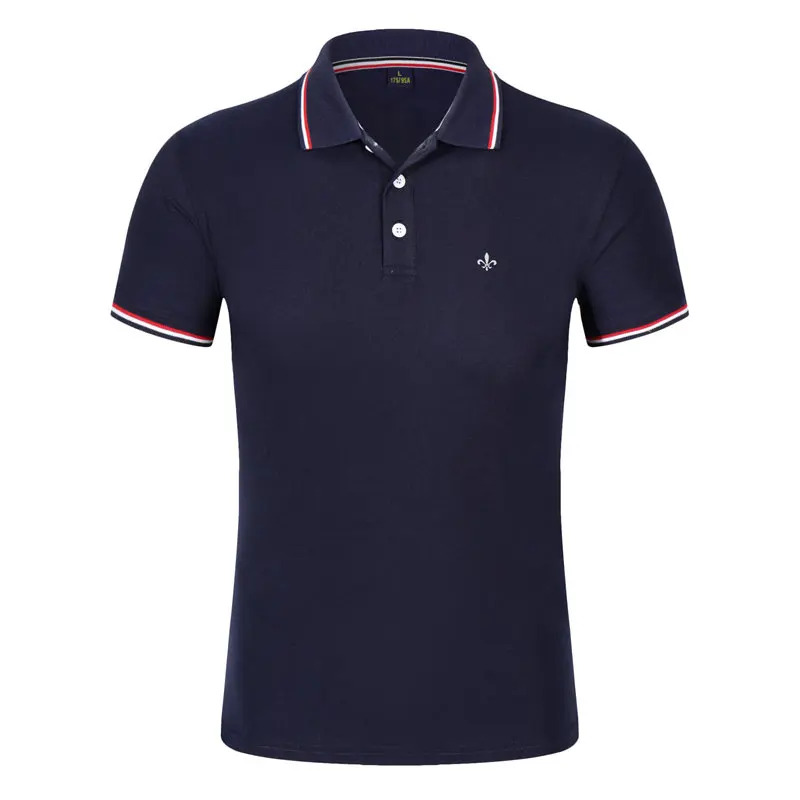PZ-POLO-LT-NAVY Dudalina, Мужская рубашка поло с коротким рукавом, лето, повседневная и деловая, брендовая, с вышивкой, в полоску, рубашки поло, Para Hombre - Цвет: PZ-POLO-LT-NAVY